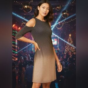 Venus Womens Brown and Gold Ombre dress.